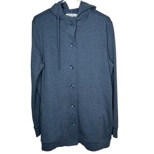 RealComfort By Chadwick’s Women’s Hooded Sweatshirt Large Blue Button Front